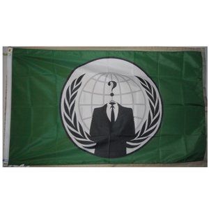 Anonymous Hacker Corporate 3'x5' Green horizontal Flag Banner Occupy Ukraine
